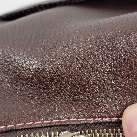 Coach Dark Brown Tan Gorgeous Pebble Leather Shoulder Bag Purse No H0669-F08E98 - Picture 10 of 16